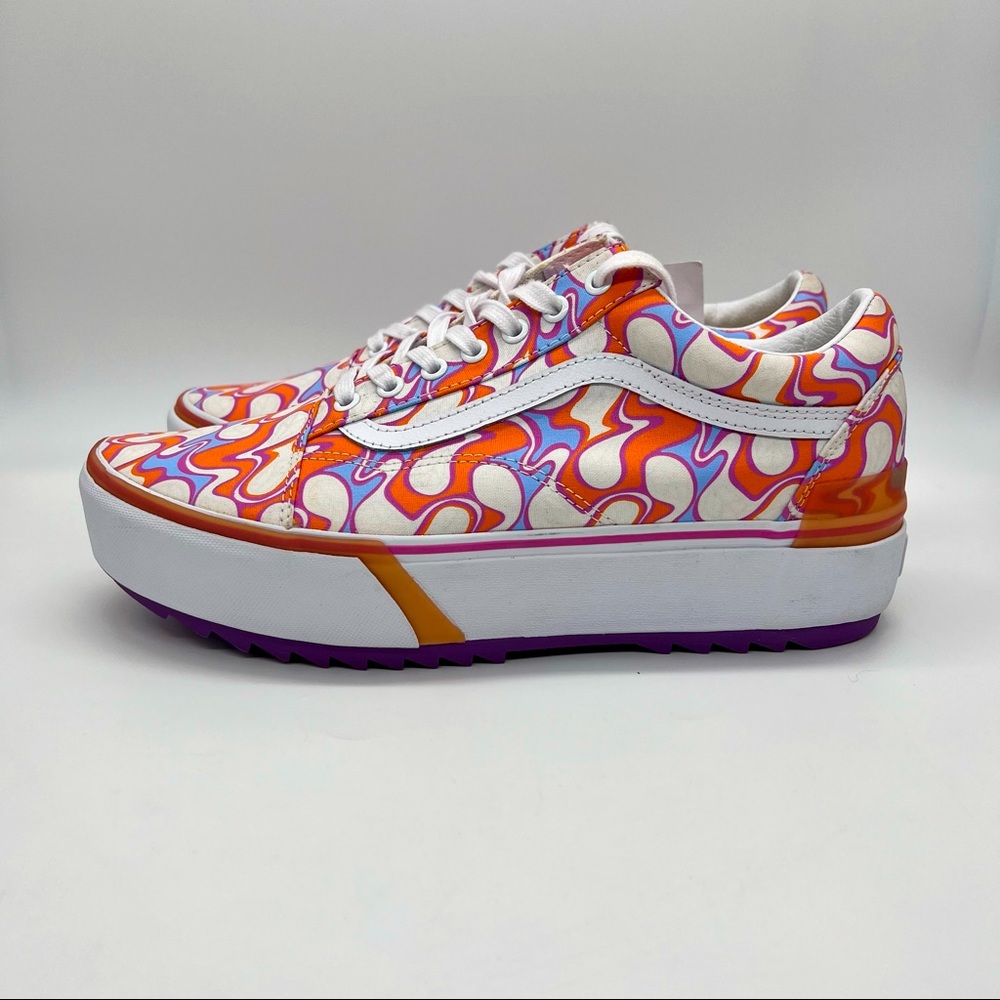 Vans UV Activated Hidden Print Sneakers Size 11 White Multicolor Sun Reactive